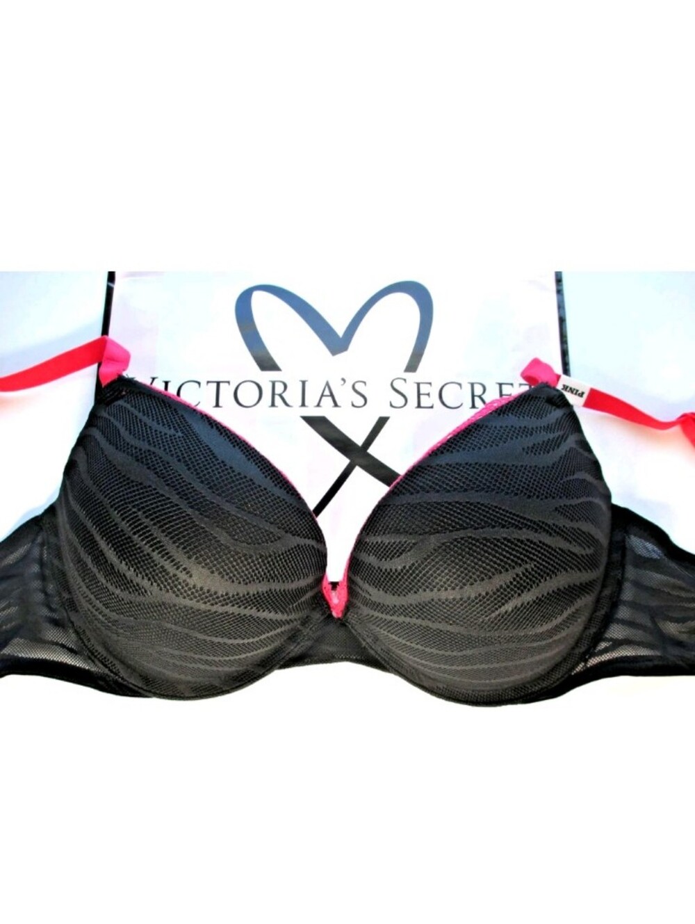 VICTORIA'S SECRET PINK Super Push-Up Bra NWT Black 34B 36B 36C 38B 38C 38D 40B